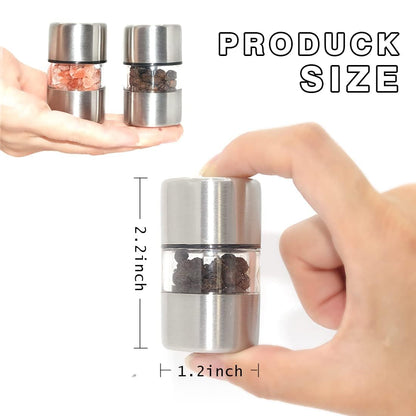 ROLMZJX 2 Pcs Mini Salt and Pepper Grinder Set,Travel salt and pepper shakers,mini salt and pepper shakers,Salt Grinder refillable for Kitchen Camping Gift