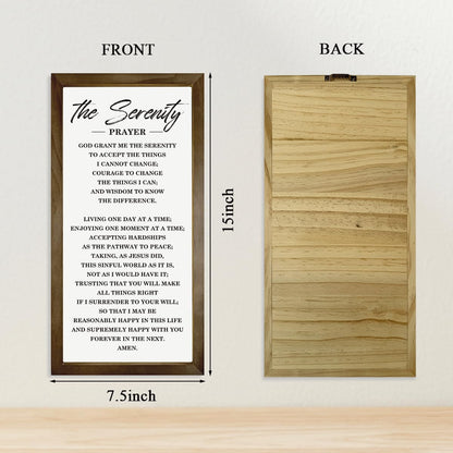 Christian Wall Decoration, Motivational Decor Signs, Farmhouse Wood Framed Sign 15×7.5×0.3 inches, Religious Home Decor, Church Room Wall Art, The Serenity Prayer Sign