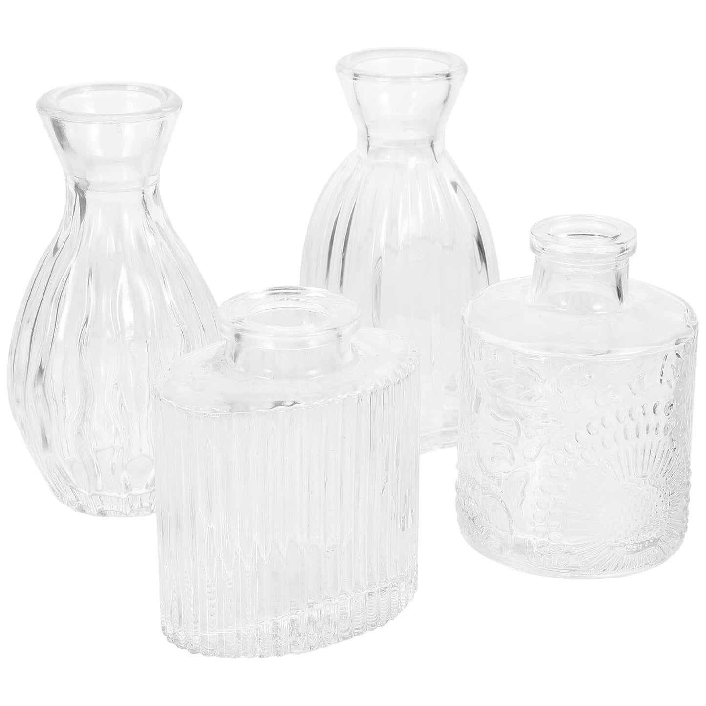 ORFOFE 4pcs Hydroponic Glass Flower Vases Small Decorative Terrarium Bottles for Home Desk Office Plant Propagation