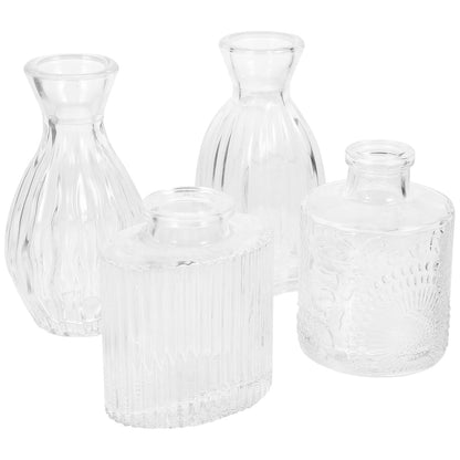 ORFOFE 4pcs Hydroponic Glass Flower Vases Small Decorative Terrarium Bottles for Home Desk Office Plant Propagation