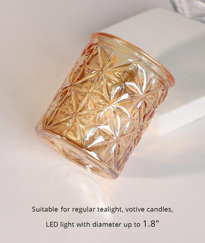 Gold Votive Candle Holders Set of 12, Tea Lights Candle Holders Glass for Wedding Table Centerpieces, Gold Candle Holder for Christmas Party Diwali Centerpieces for Table, Home Party Supplies