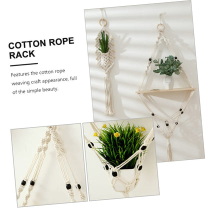 HANABASS 1Pc Nordic Style Cotton Rope Plant Holder Woven Hanging Rack for Flowerpots Indoor Wall Decor Bonsai Stand with Elegant Simple Design for Patio and Garden
