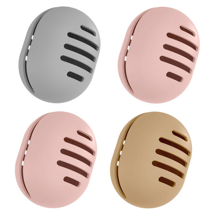 2 Pcs Makeup Sponge Holder,Double-Sided Breathable Silicone Beauty Blender Holder for Travel or Daily,Shatterproof Make-up Travel Case Quick Drying Easy to Carry,Grey+Pink