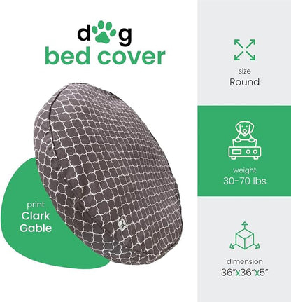 Molly Mutt Medium to Large Dog Bed Cover - Clark Gable Print - Measures 36” x 5’’ - 100% Cotton - Durable - Breathable - Sustainable - Machine Washable Dog Bed Cover