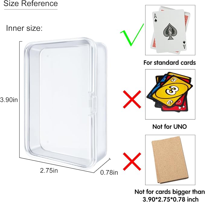 IOKUKI 8 Pcs Blank Playing Card Case, Clear Plastic Playing Game Card Storage Box Holder for Bank/Business/Game/PTCG Cards Not for Uno