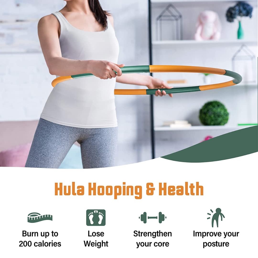 Ryno Tuff 2lb Weighted Hula Hoop for Adults with Thick Foam Padding, Bag & Jump Rope - 8 Section Weighted Fitness Hoop - Exercise Equipment for Home Gym Workouts to Burn Calories & Strengthen Muscles