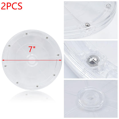 MY MIRONEY Heavy Duty Lazy Susan Turntable Organizer 7" Clear Acrylic Rotating Swivel Stand with Steel Ball Bearings for Spice Rack Cake Decorating TV Laptop Pack of 2