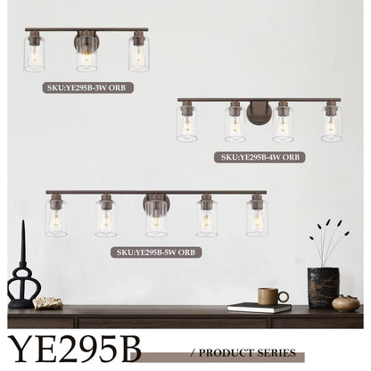 Emliviar Rustic Vanity Light Fixture, 5-Light - 40 Inch, Fluted Ripple Glass, Oil Rubbed Bronze Finish, Model YE295B
