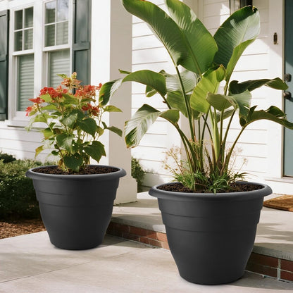 RooTrimmer 3 Pack 20 Inch Large Plant Pots for Outdoor,Heavy Duty Extra Large Deep Garden Planter with Drainage Holes,Sturdy Textured Black Flower Pot for Trees,Shrubs,Patio,Lawn
