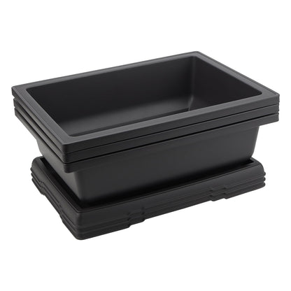 ZOENHOU 3 PCS 14x10 Inch Large Bonsai Training Pots, Rectangular Plastic Bonsai Training Pots with Deep Humidity Trays, Bonsai Plants Growing Pot for Garden, Yard, Office, Living Room, Balcony