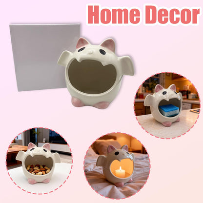 Bat Shaped Ceramic Bowl, Cute Storage Container, Fun Spooky Bat Themed Ceramic Bowl for Home Decor and Organizing (White)