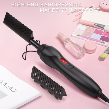 Electric Hot Comb Hair Straightener Heat Pressing Comb Curling Flat Iron Curler Hair Straightener Brush for Natural Black,Anti-Scald Beard Straightening Electric Press Comb
