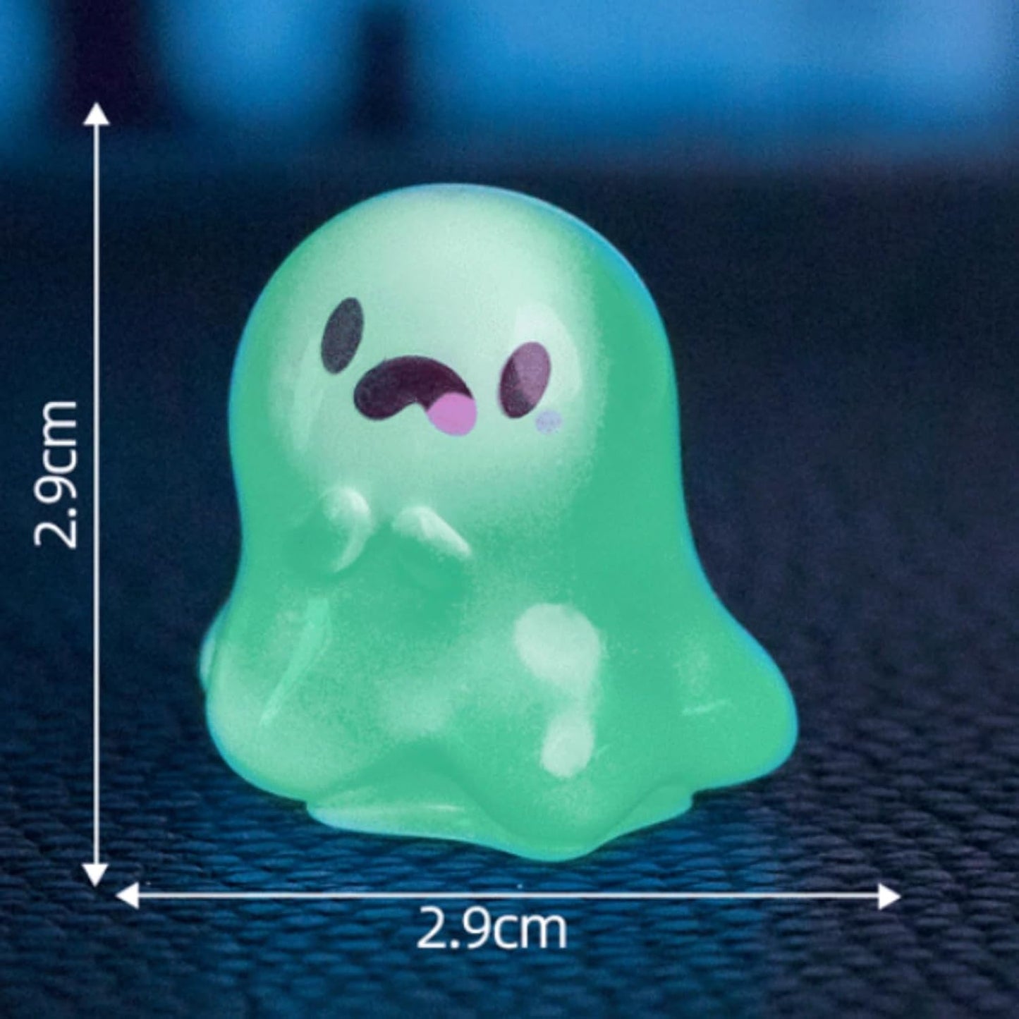 Jxueych Halloween Mini Glow-in-The-Dark Ghost Figurines - 6pcs Resin Collectibles with Positive Messages, Spooky-Cute Decor for Home, Office, Parties (Green)