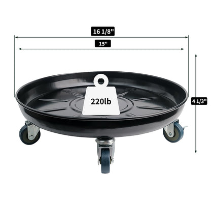 Tadpolebaby Heavy-Duty Plant Caddy with Wheels 16 Inch, 360° Lockable Caster,Outdoor Rolling Plant Dolly That is Not Easily Rusted, Indoor Metal Plant Cart with Rollers, Plant Pot Trolley, Black 3Pack
