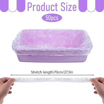 50 PCS Disposable Plastic Cage Liners, Small Animals Leak Proof Toilet Film Litter Pan Bags Film Litter Box Liner for Rabbits, Guinea Pigs, Chinchillas, Hedgehogs, Birds