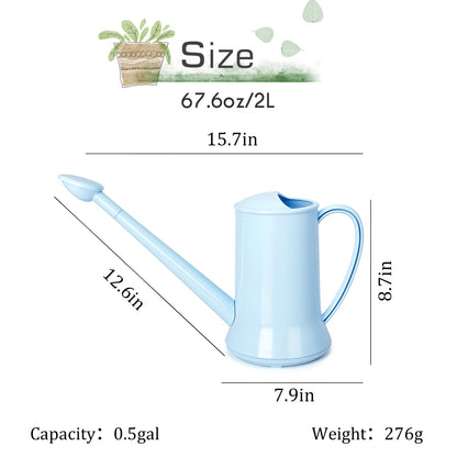 XXXFLOWER 1/2 Gallon Small Indoor Plant Watering Can, 2L Long Spout Removable Nozzle Flower Watering Pot for Office House Indoor Garden（Blue, 67 oz）
