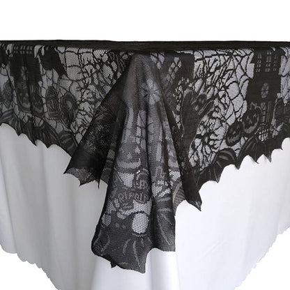 Joysail Halloween Tablecloth - Gothic Black Lace Spider Web Table Cover for Halloween Masquerade, Dinner Party, Scary Movie Nights Table Decorations - 53x68 Inches