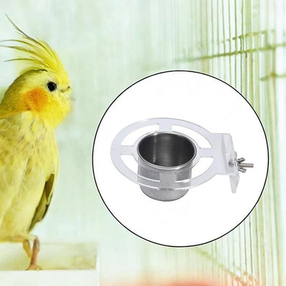 Bird Feeding Dish Cups Birdcage Coop Water Feeder Stainless Steel Parrot Food Bowl Cage Parrot Feeders for Cockatiel Parakeet