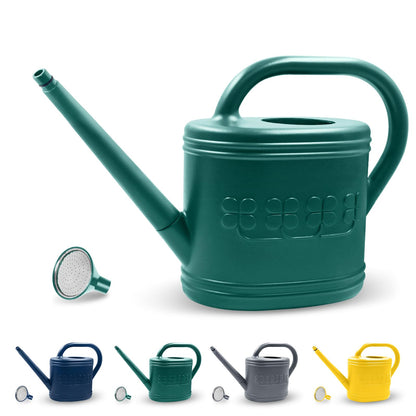 Watering Can for Indoor & Outdoor Plants, Plant Watering Can with Stainless Steel Shower Head, 1 Gallon Plastic Watering Can for Garden, Flowers, Vegetable, Greenhouse (Dark Green, 1 Gallon)