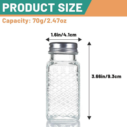 Wongblee 2 Pack Glass Salt and Pepper Shakers Set, Vintage Spice Shakers for Dining Room Table, Kitchen, Restaurant (Grid Pattern)