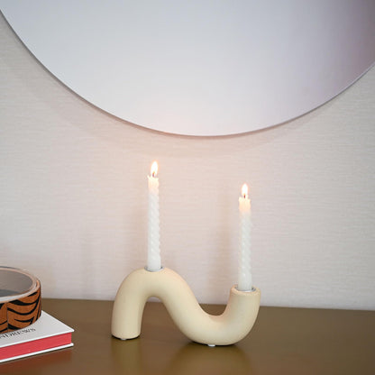 Sveudvdis Ceramic Candle Holder, Modern Taper Candlestick Holder for Dining Table, Living Room Coffee Table, Candelabra for 2 Taper Candles
