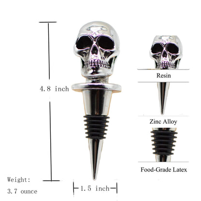 Silver Skull Bottle Wine Stoppers，Perfect Skull Theme Souvenirs Gifts for Men, Women