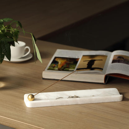 Koville Luxury African Marble Incense Holder, Incense Holders for Sticks, Incense Burner Holder, Ideal for Meditation and Relaxing, Easy to Clean(Namib Bianco)