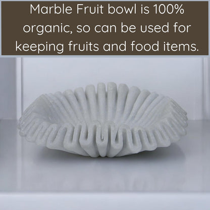 CRAFTFOBIA Marble Ruffle Bowl Handcrafted Decorative ScallopBowls - Antique Catchall Jewelry Dish Fruit Organizer for Home & Kitchen (6 inches)