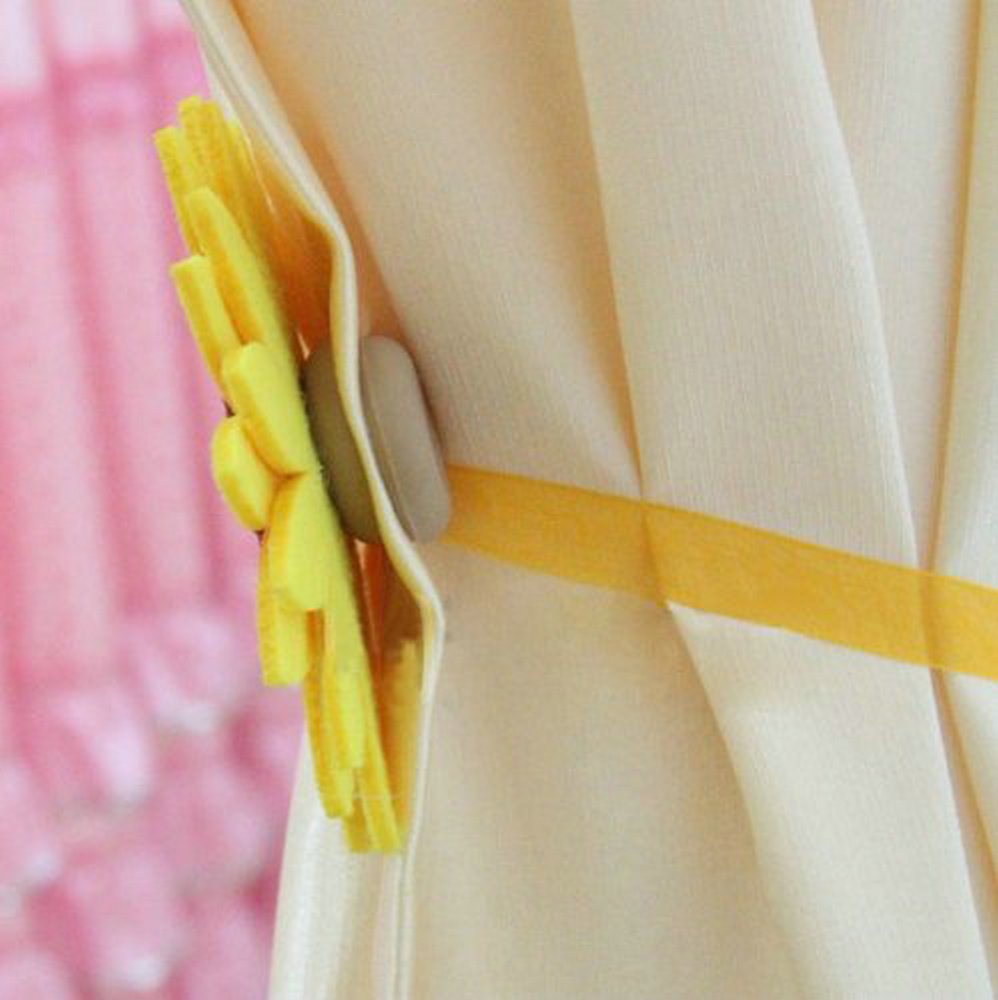 EleCharm 1 Pair Sunflower Curtain Magnetic Tiebacks Non-Woven Fabric Countryside Rural Style Curtain Tie Holdbacks Accessories