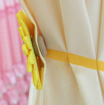 EleCharm 1 Pair Sunflower Curtain Magnetic Tiebacks Non-Woven Fabric Countryside Rural Style Curtain Tie Holdbacks Accessories