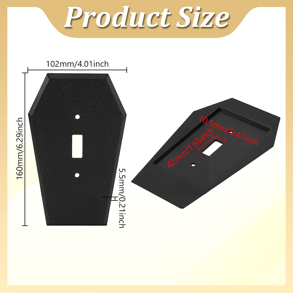 AHANDMAKER 2Pcs Light Switch Cover Decorative Outlet Covers Coffin Shape Wall Plates Switch Plate Covers for Home Decor Single Toggle Wall Plate for Decorator Receptacle Outlet, Black