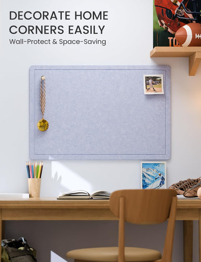 Fluxynara Bulletin Board,35.4" x 23.6" Cork Board Alternative with 12 Safe Removable Adhesive Tabs, Foldable Felt Pin Board for Home Office, Classroom, Bedroom,Entryway for Walls—Soft Periwinkle