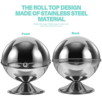 Yardwe Stainless Steel Sugar Bowl with Roll Top Lid Household Condiment Jar for Sugar Storage and Kitchen Salt Canister 6.69X5.11X5.11 Inches