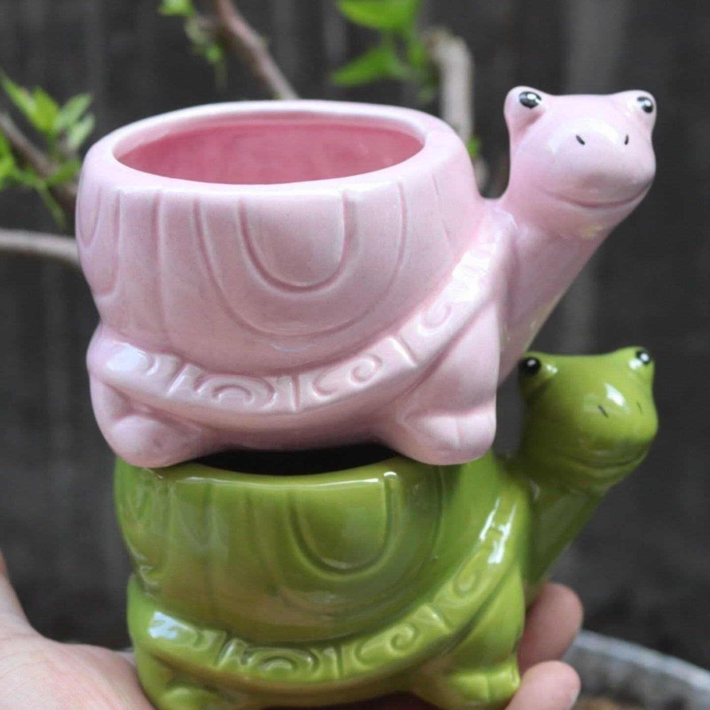 yeyo Elegant Creative Little Turtle Succulent Flower Pot Kindergarten Cute Animal Potted Plant for Balcony(Green)