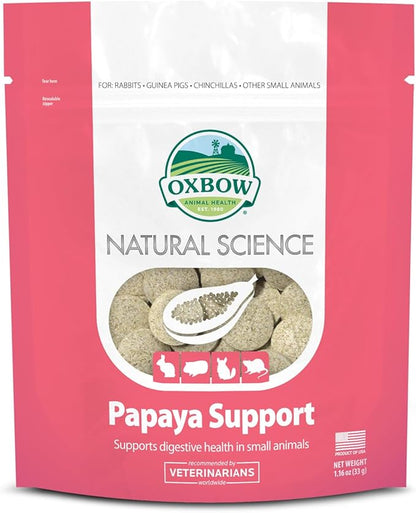 Oxbow Papaya Support, High Fiber Digestive Supplement for Rabbit & Guinea Pig, Made with Timothy Hay, Includes Papaya, Pineapple, Papain, & Bromelain, Made in USA, 1.16 oz Bag