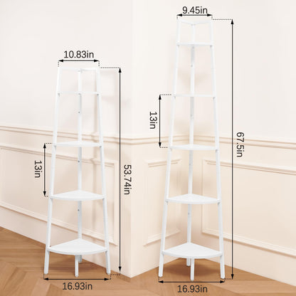 Yoobure Corner Shelf, 5-Tier Corner Bookshelf with Metal Frame & Wood Ladder Shelves - Display Shelf & Tall Bookcase, Plant Stand for Home Decor - Bedroom, Living Room, Office