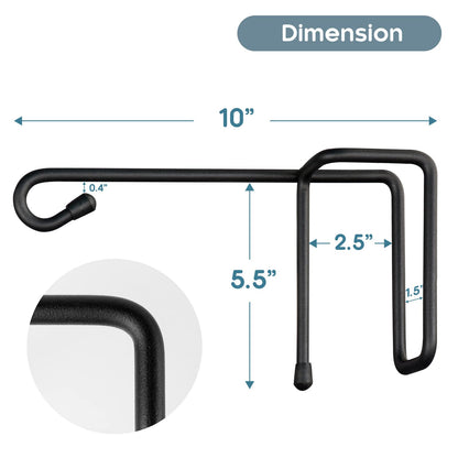 Vinazone Vinyl Fence Hooks for Hanging, Heavy Duty Patio Hangers, Outdoor Fence Hangers for Hanging Flower Baskets, Wind Chimes, Planters, Bird Feeders, Lights, Lanterns - 2 Pack - Black Color