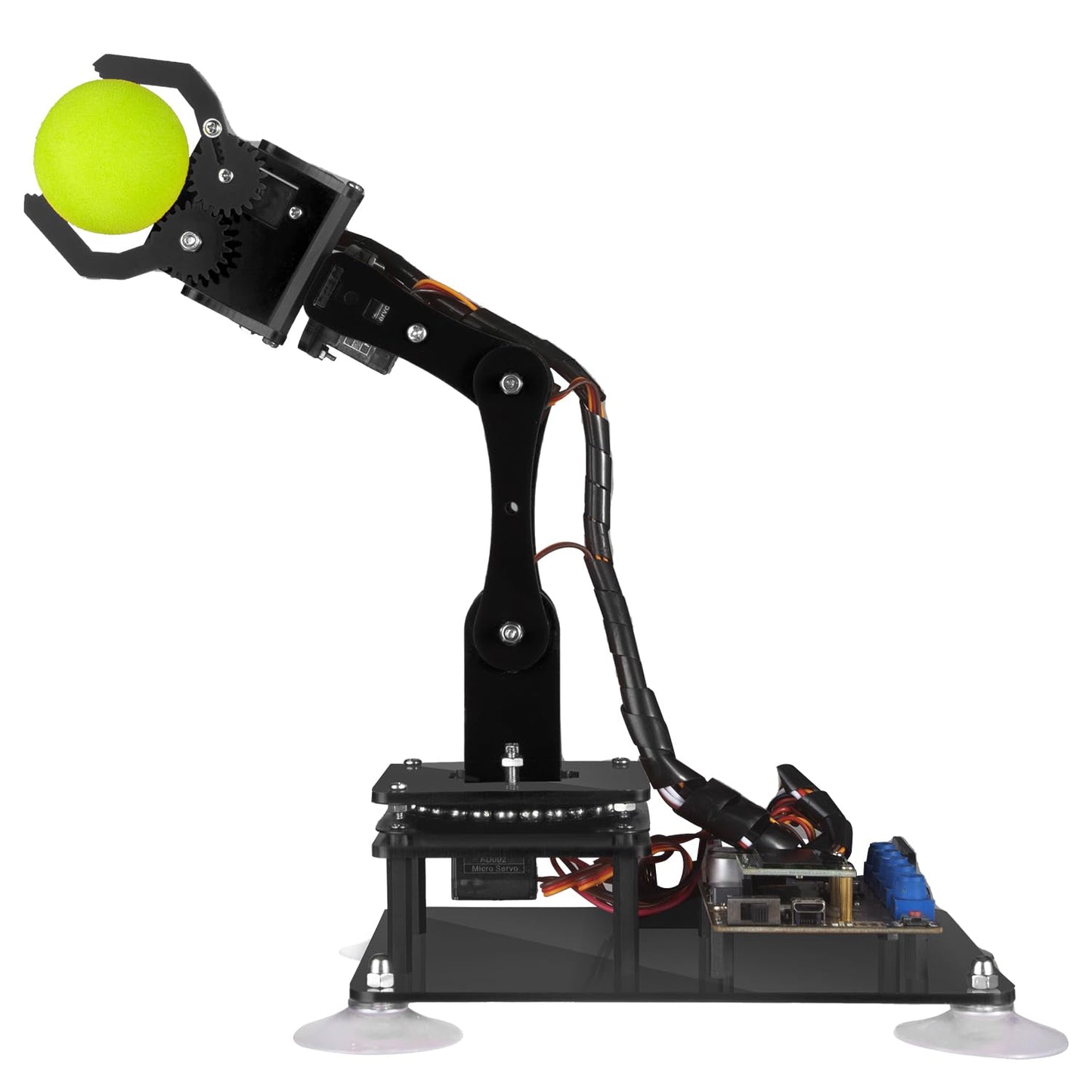 Adeept 5DOF Robotic Arm Kit Compatible with Arduino IDE, Programmable DIY Coding STEM Educational 5 Axis Build Robot Arm, Robot Starter Kit with OLED Display Processing Code and Tutorials - Black