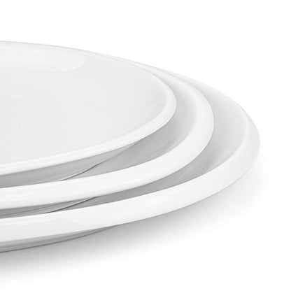 Foraineam Set of 3 Sizes Porcelain Oval Serving Platters White Dinner Plates Serving Dishes for Party, Dessert, Sushi, Fish