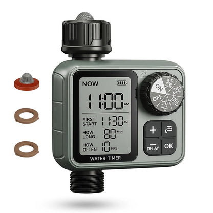 Sprinkler Timer Ourdoor,Digital Pogrammable Hose Timers with Rain Delay/Manual/Automatic Hose Timers for Watering,Smart Water Timer for Garden Hose with Large Display for Garden, Lawn, Yard