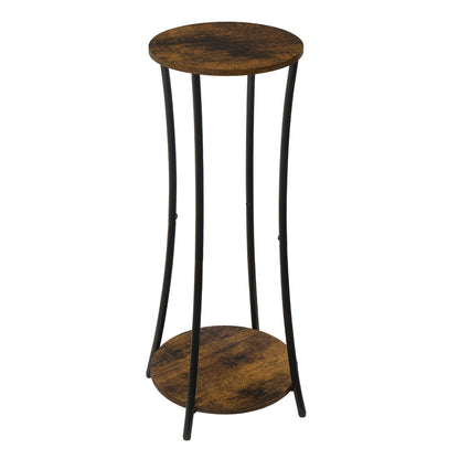 YINMIT Plant Stand Indoor,2 Tier Round Potted Holder Rack,Flower Pot Stand Shelf,Round Supports Rack,Corner Plant Shelf for Balcony Garden Patio Living Room,Brown