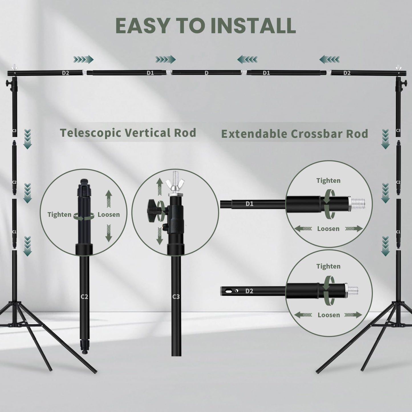 10x7 ft Backdrop Stand, Maxztill Adjustable Photo Studio Background Stand Support Kit, Banner Stand for Parties Wedding Photography Decoration with Carrying Bag