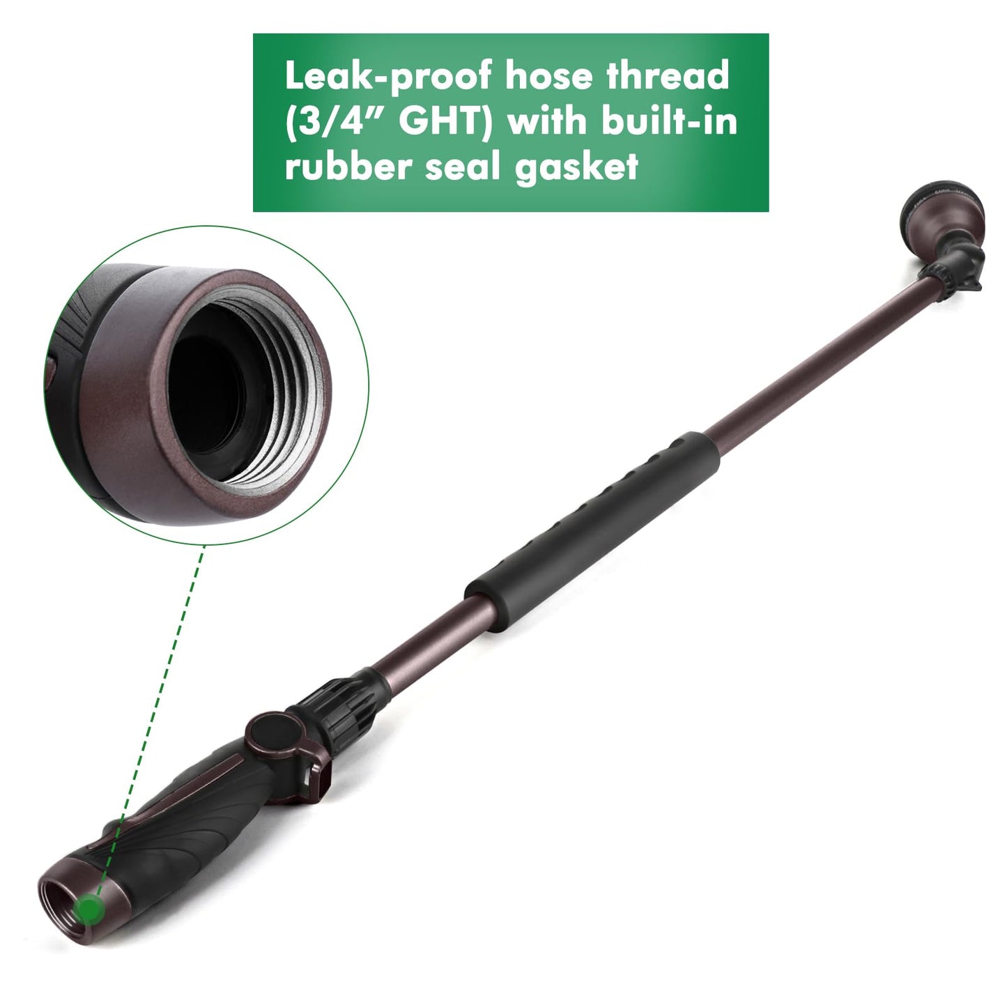 RESTMO 36”Long Watering Wand, 180° Swivel Head Metal Garden Hose Wand with 10 Spray Patterns, 3ft Heavy Duty Hose Nozzle Sprayer with Thumb Flow Control, Ideal to Water Hanging Baskets, Shrubs