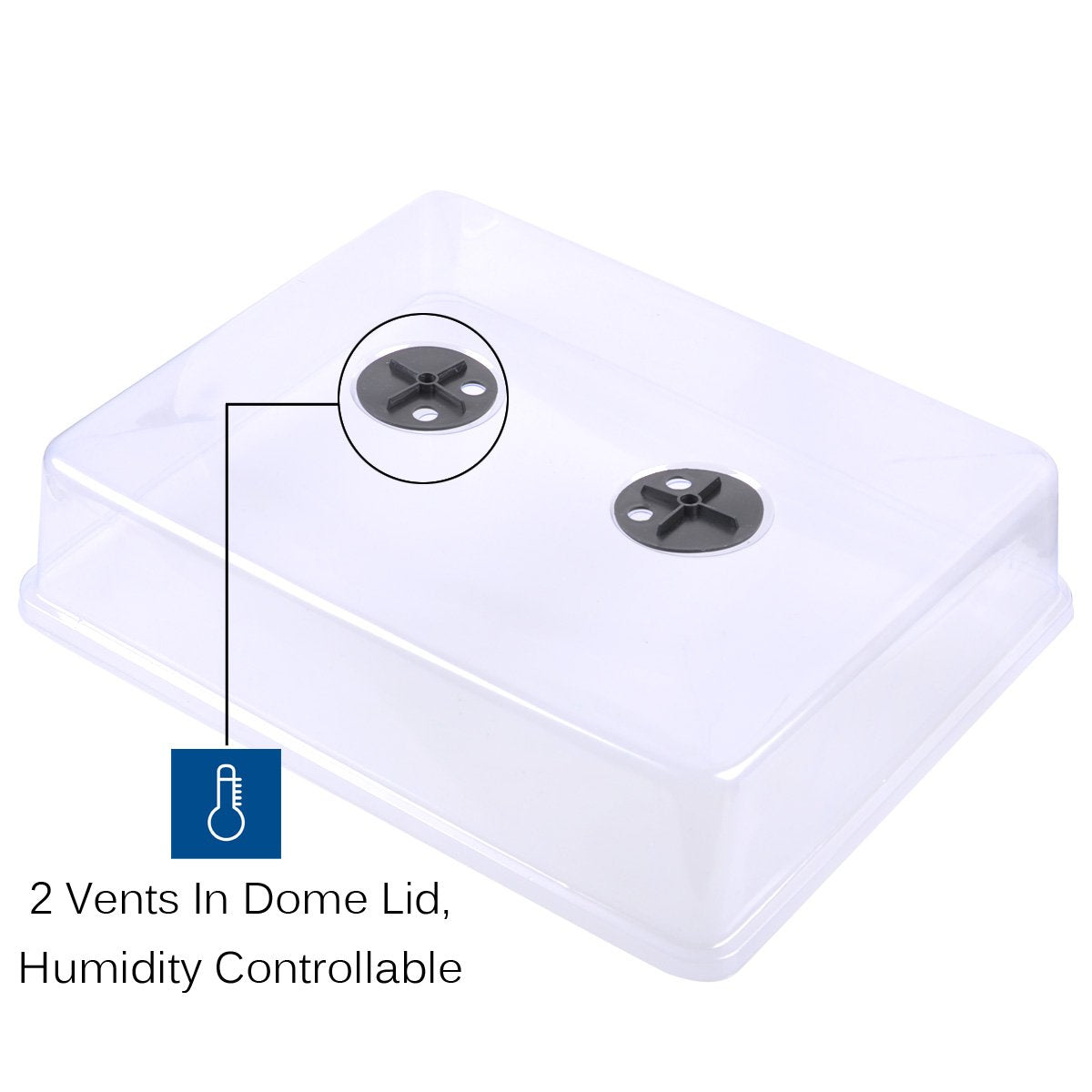 eZAKKA 37x30cm Seed Starter Tray Seed Seedling Starting Kit Plant Germination Kit Humidity Dome with 20 Pieces Square Seed Starter Pots (Black Pots)