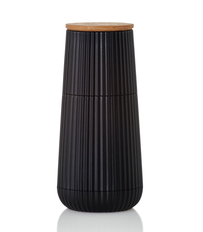 AdHoc Pepper and Salt Mill Set Scape, Black & White, CeraCut Ceramic Grinder, Plastic/Oak Wood, D: 5,8 cm, H: 12,3 cm
