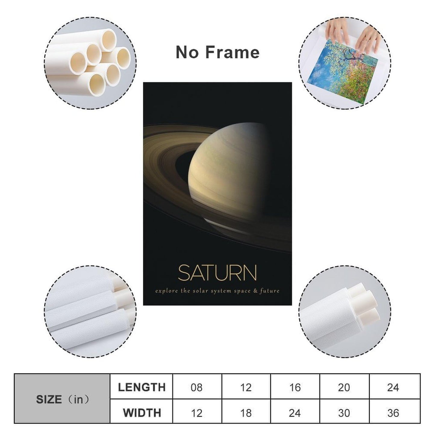 LGDSBHH Minimalist Saturn Solar System Canvas Wall Art - Educational Space Planet Poster - Science Classroom & Kids Bedroom Decor - 12x18 Inch (Unframed)