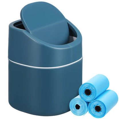 ABOOFAN Mini Desktop Trash can with Lid Small Countertop Garbage Bin for Office and Home Use One-Hand Operation Movable Base Easy to Clean Waste Basket 6.29X5.11X5.11In