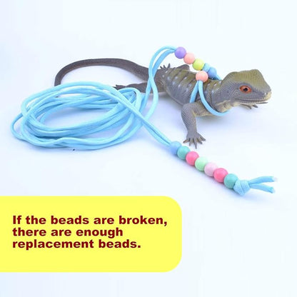 Adjustable Reptile Training Lead Harness Leash Nylon Rope for Lizard Crested Gecko Chameleon Guinea Pig Ferrets Hamster Rats (Fluorescence)