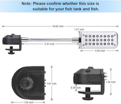 DaToo Aquarium Light Small LED Clip Light for Fish Tank, 1 Yr Warranty