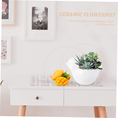 IWOWHERO Bird Flower Pot Ceramic Succulent Planting Container Creative Plant Flowerpot Bird Plant Sitters
